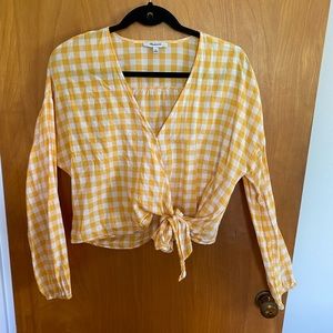 Madewell Yellow Gingham Wrap Top Size L